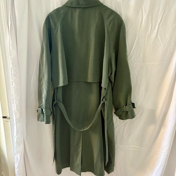 Women’s Green Trench Coat - Classic Long Overcoat - Picture 3 of 6